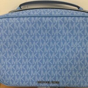 NWT MICHAEL KORS JET SET TRAVEL LARGE HANGING TOILETRY CASE MK BLUE SOUTH PACIFI